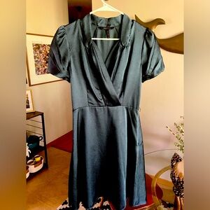 $178 BCBG MaxAzria dark teal retro 1940’s style dress w/ folded sleeve detail. 2